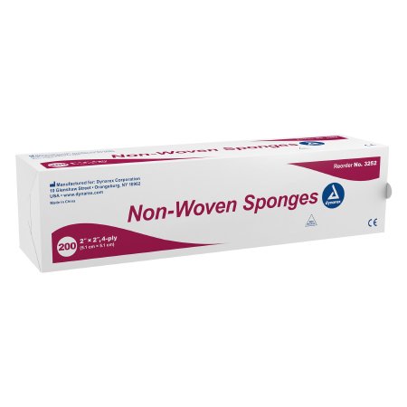 Dynarex Nonwoven Sponge Dynarex® 2 X 2 Inch 200 per Pack NonSterile 4-Ply Square - Box of 200 - 3252-BX