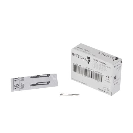 Integra Lifesciences Surgical Blade Miltex® Coated Stainless Steel No. 15 Sterile Disposable Individually Wrapped - Box of 100 - 4615-BX