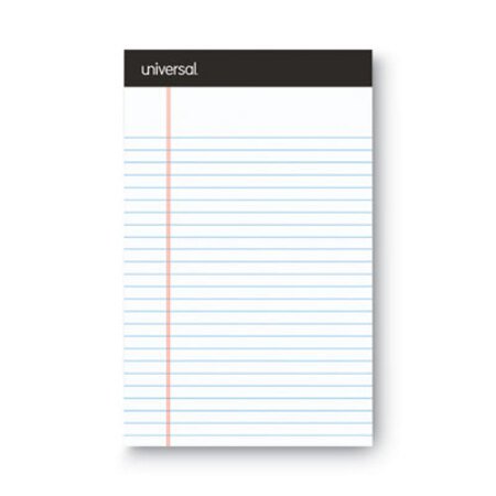 Universal® Premium Ruled Writing Pads with Heavy-Duty Back, Narrow Rule, Black Headband, 50 White 5 x 8 Sheets, 6/Pack - Pack of 1 - UNV-56300-PK