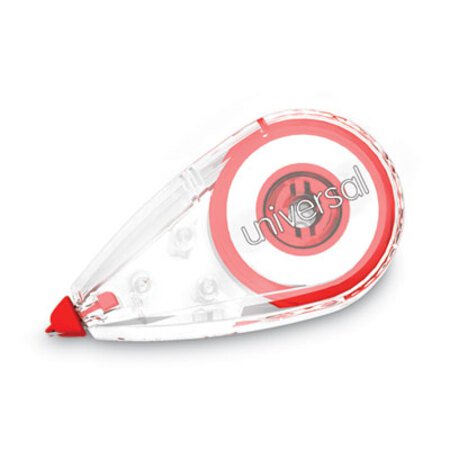 Universal® Correction Tape, Mini Economy, Non-Refillable, Clear/Red Applicator, 0.25" x 275", 10/Pack - Box of 1 - UNV-75611-BX