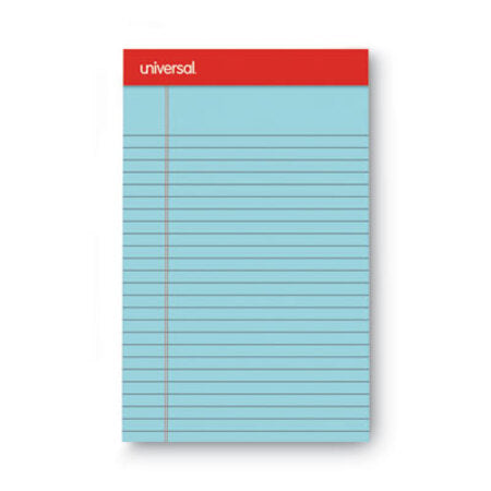 Universal® Colored Perforated Ruled Writing Pads, Narrow Rule, 50 Blue 5 x 8 Sheets, Dozen - DZ/1 - UNV-35850-DZ