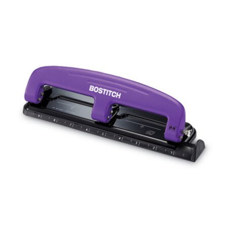 Bostitch® 12-Sheet EZ Squeeze Three-Hole Punch, 9/32" Holes, Purple/Black - Each - ACI-2105-EA