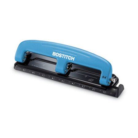 Bostitch® 12-Sheet EZ Squeeze Three-Hole Punch, 9/32" Holes, Blue/Black - Each - ACI-2103-EA