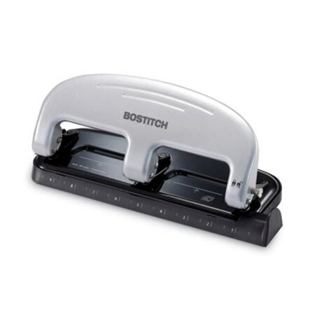 Bostitch® 20-Sheet EZ Squeeze Three-Hole Punch, 9/32" Holes, Black/Silver - Each - ACI-2220-EA