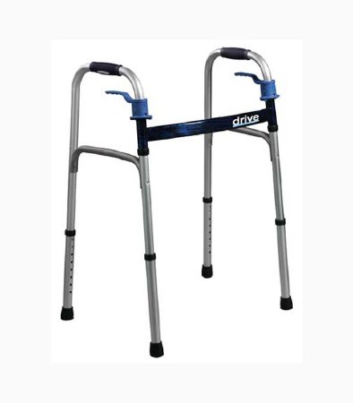 Drive Medical Dual Release Folding Walker with Wheels Adjustable Height drive™ Deluxe Aluminum Frame 350 lbs. Weight Capacity 26 to 33-1/2 Inch Height - Each - 10227-4-EA