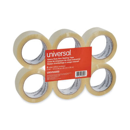 Universal® Heavy-Duty Box Sealing Tape, 3" Core, 1.88" x 54.6 yds, Clear, 6/Box - Pack of 1 - UNV-93000-PK