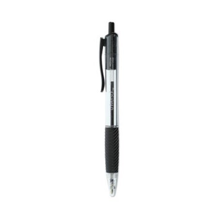 Universal™ Comfort Grip Ballpoint Pen, Retractable, Medium 1 mm, Black Ink, Clear Barrel, Dozen - DZ/1 - UNV-15530-DZ