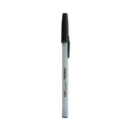 Universal™ Ballpoint Pen, Stick, Medium 1 mm, Black Ink, Gray Barrel, Dozen - DZ/1 - UNV-27410-DZ