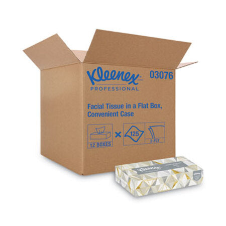 Kleenex® White Facial Tissue for Business, 2-Ply, 125 Sheets/Box, 12 Boxes/Carton - CT/1 - KCC-03076-CT