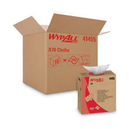 WypAll® X70 Cloths, POP-UP Box, 9.13 x 16.8, White, 100/Box, 10 Boxes/Carton - CT/1 - KCC-41455-CT