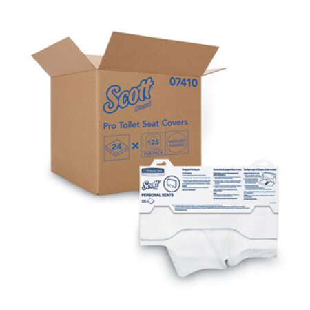 Scott® Personal Seats Sanitary Toilet Seat Covers, 15 x 18, White, 125/Pack, 24 Packs/Carton - CT/1 - KCC-07410CT-CT