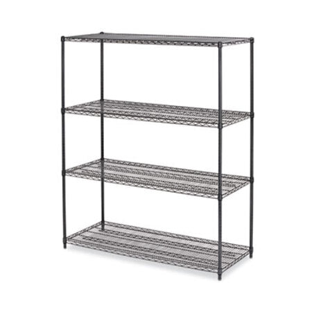 Alera® All-Purpose Wire Shelving Starter Kit, Four-Shelf, 60w x 24d x 72h, Black Anthracite Plus - Each - ALE-SW206024BA-EA