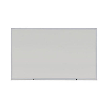 Universal® Deluxe Melamine Dry Erase Board, 60 x 36, Melamine White Surface, Silver Anodized Aluminum Frame - Each - UNV-43625-EA