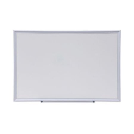 Universal® Deluxe Melamine Dry Erase Board, 36 x 24, Melamine White Surface, Silver Aluminum Frame - Each - UNV-44624-EA
