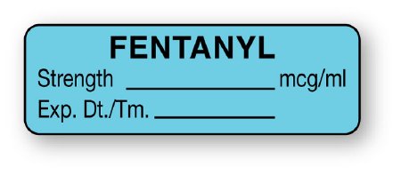 United Ad Label Drug Label UAL™ Anesthesia Label Fentanyl Strength_mcg/mL Exp Dt Tm_ Light Blue 1/2 X 1-1/2 Inch - Roll of 1 - ULAL764-RL