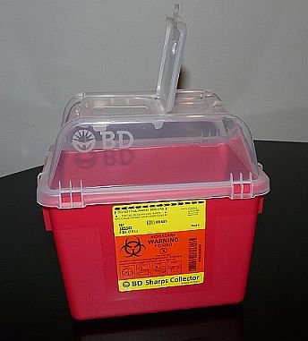 BD Sharps Container BD™ Red Base 10-3/10 X 11-3/10 X 6-4/5 Inch Vertical Entry 2 Gallon - Each - 305343-EA