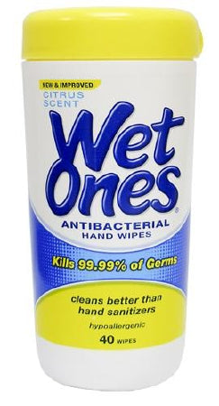 Energizer Personal Care Personal Wipe Wet Ones® Antibacterial Canister Benzethonium Chloride Citrus Scent 40 Count - Pack of 40 - 07682804672-PK