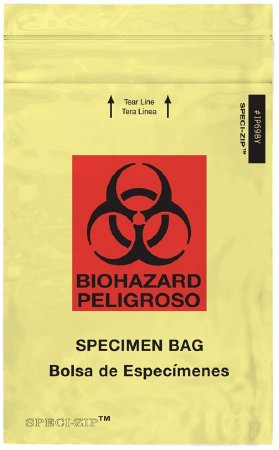 Minigrip Specimen Transport Bag with Document Pouch Speci-Zip® 6 X 9 Inch Zip Closure Biohazard Symbol NonSterile - Case of 1000 - IP69BY-CS