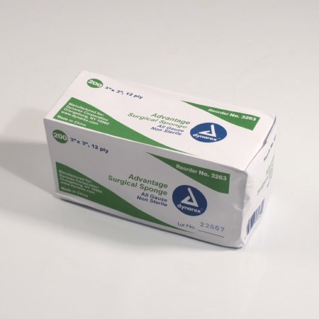 Dynarex Gauze Sponge Advantage 3 X 3 Inch 20 per Pack NonSterile 12-Ply Square - Case of 20 - 3263-CS