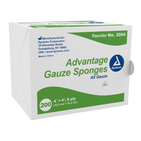 Dynarex Gauze Sponge Advantage 4 X 4 Inch 20 per Pack NonSterile 8-Ply Square - Pack of 1 - 3264-PK
