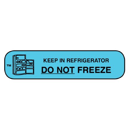 Apothecary Products Pre-Printed Label Apothecary Products® Advisory Label Blue Paper Keep In Refrigerator DO NOT FREEZE Black Temperature Control 3/8 X 1-9/16 Inch - Box of 1 - 40115-BX