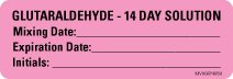 Precision Dynamics Drug Label MedVision® Anesthesia Label Glutaraldehyde 14 Day Solution Mixing Date_ExpirationDate_ Int Pink 1 X 2-15/16 Inch - Roll of 1 - MV06FP4859-RL
