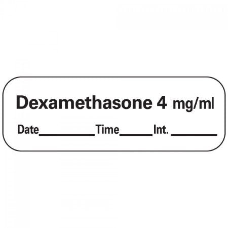 Precision Dynamics Drug Label PDC® Anesthesia Label Dexamethason4 mg/mL Date_Time_Int White 1/2 X 1-1/2 Inch - Roll of 1 - LAN-132D4-RL