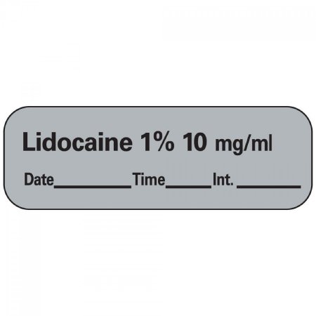 Precision Dynamics Drug Label PDC® Anesthesia Label Lidocaine1% mg/mL Date_Time_Int Gray 1/2 X 1-1/2 Inch - Roll of 1 - LAN-11D10-RL