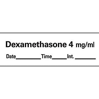 Precision Dynamics Drug Label Anesthesia Label Tape Dexamethason4 mg/mL Date_Time_Int White 1/2 X 1-1/2 Inch - Roll of 1 - AN-132D4-RL