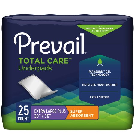 First Quality Disposable Underpad Prevail® Total Care™ 30 X 36 Inch Polymer Heavy Absorbency - Bag of 25 - UP-425-BG