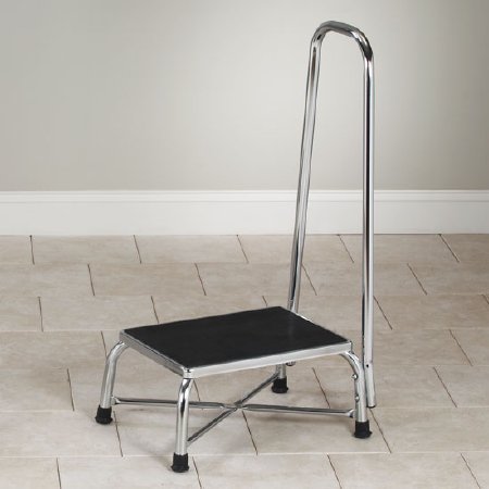 Clinton Industries Step Stool with Handrail Chrome Series Bariatric 1 Step Steel 9 Inch Height - Each - T-6250-EA