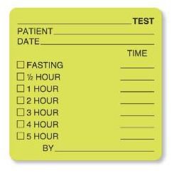United Ad Label Pre-Printed Label UAL™ Laboratory Use Green Paper _Test Patient_Date_Fast_Time_ Black Lab / Specimen 2-1/2 X 2-1/2 Inch - Roll of 1 - ULCL400-RL