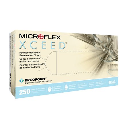Microflex Medical Exam Glove XCEED™ Large NonSterile Nitrile Standard Cuff Length Textured Fingertips Blue Not Rated - Box of 250 - XC-310-L-BX