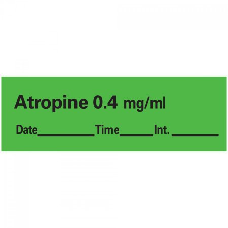 Precision Dynamics Drug Label Anesthesia Label Tape Atropine0.4 mg/mL Date_Time_Int Green 1/2 X 1-1/2 Inch - Roll of 1 - AN-1D04-RL