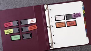 First Healthcare Products Pre-Printed Label Advisory Label Red Paper DNR Black Alert Label - Roll of 1 - 5203-RL