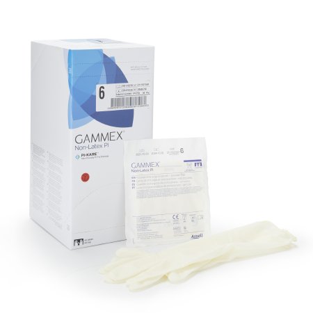 Ansell Surgical Glove GAMMEX® Non-Latex PI Size 6 Sterile Polyisoprene Standard Cuff Length Micro-Textured White Chemo Tested - Box of 50 - 20685760-BX