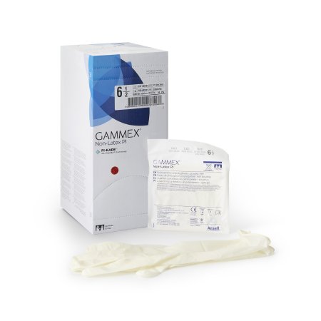 Ansell Surgical Glove GAMMEX® Non-Latex PI Size 6.5 Sterile Polyisoprene Standard Cuff Length Micro-Textured White Chemo Tested - Box of 50 - 20685765-BX