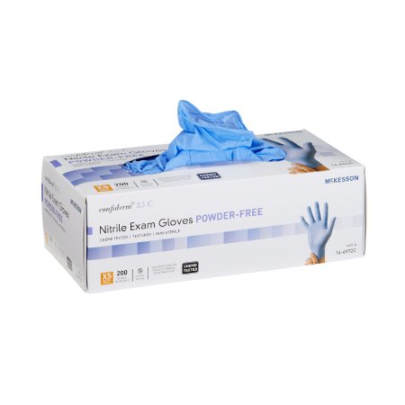McKesson Exam Glove McKesson Confiderm® 3.5C X-Small NonSterile Nitrile Standard Cuff Length Textured Fingertips Blue Chemo Tested - Box of 200 - 14-6972C-BX
