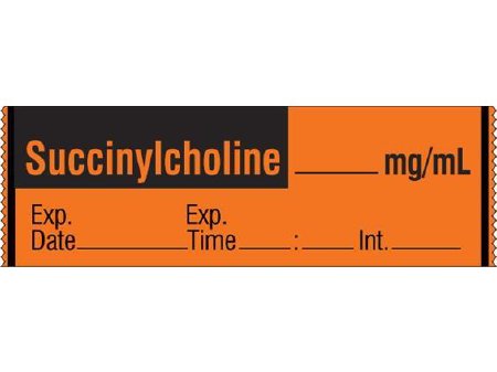Shamrock Scientific Drug Label Shamrock Anesthesia Label Succinylcholine_mg/mL Prep Date_Exp_Initial_Exp Time_ Fluorescent Red 1/2 X 1 Inch - Roll of 1 - SA-226-EXP-RL