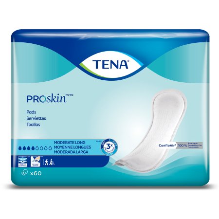 Essity HMS North America Inc Bladder Control Pad TENA ProSkin™ Moderate Long 12 Inch Length Moderate Absorbency Dry-Fast Core™ One Size Fits Most - Case of 180 - 41409-CS