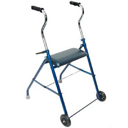 Patterson Medical Supply Single Release Folding Walker with Wheels and Seat Adjustable Height Steel Frame 250 lbs. Weight Capacity 31 to 42 Inch Height - Each - 562500-EA