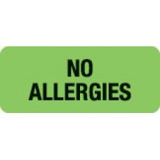 First Healthcare Products Pre-Printed Label Allergy Alert Green Paper NO ALLERGIES Black Alert Label 15/16 X 2-1/4 Inch - Roll of 500 - 50710-RL