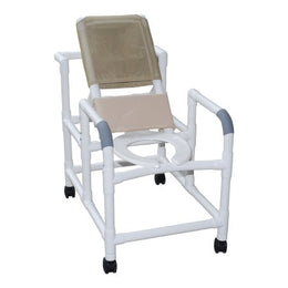 MJM International Shower Chair MJM International PVC Frame Reclining Backrest 20 Inch Internal Seat Width / 24 Inch External Seat Width 325 lbs. Weight Capacity - Each - 194-EA