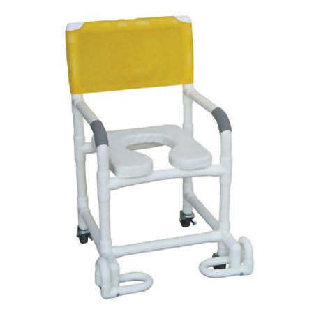 MJM International Shower Chair MJM International PVC Frame 18 Inch Internal Seat Width / 22 Inch External Seat Width 300 lbs. Weight Capacity - Each - 118-3TW-SSDE-IF-EA