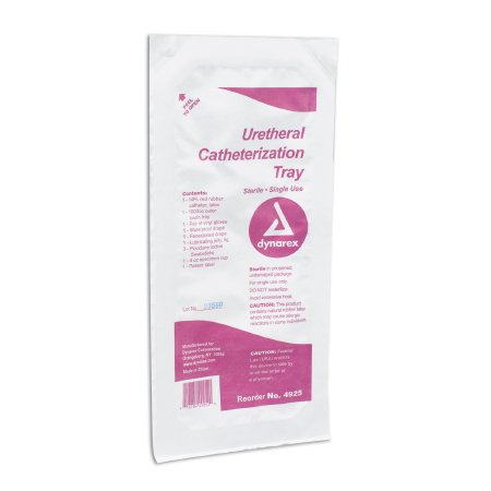 Dynarex Intermittent Catheter Tray Dynarex® 14 Fr. Without Balloon Red Rubber - Case of 20 - 4925-CS