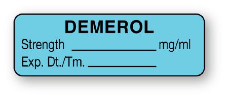 United Ad Label Drug Label UAL™ Anesthesia Label Demerol Strength_% Exp Dt Tm_ Blue 1/2 X 1-1/2 Inch - Roll of 1 - ULAL759-RL