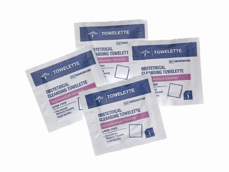 Medline Obstetrical Wipe Med Nap Individual Packet BZK (Benzalkonium Chloride) Scented 100 Count - Case of 1000 - MDS094186-CS