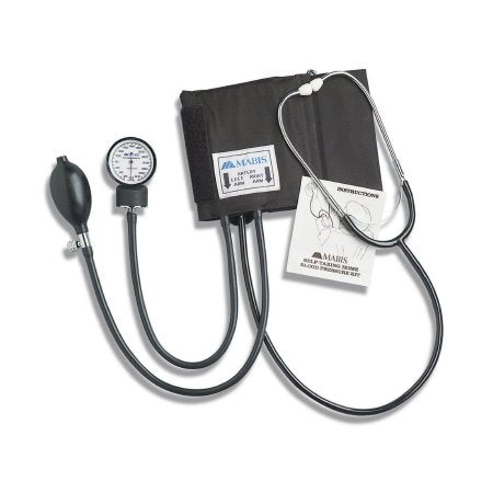 Mabis Healthcare Reusable Aneroid / Stethoscope Set Mabis® 25 to 36 cm Adult Cuff Dual Head General Exam Stethoscope Pocket Aneroid - Each - 04-174-021-EA