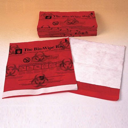 Unimed - Midwest Biohazard Waste Bag Bio-Wipe Red Bag 11.5 X 12 Inch - Case of 100 - MLBM015111-CS