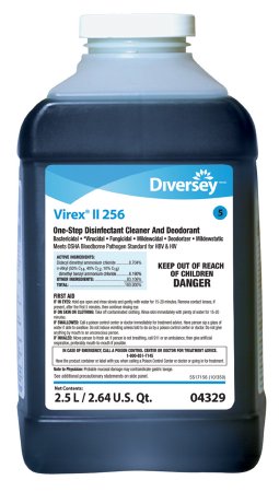 Lagasse Diversey™ Virex® II 256 Surface Disinfectant Cleaner Quaternary Based J-Fill® Dispensing Systems Liquid Concentrate 2.5 Liter Bottle Mint Scent NonSterile - Case of 2 - DVS04329-CS